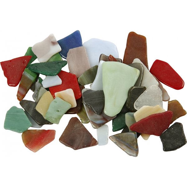 Glasmosaik - mixade färger - Innehållet kan variera - 15-60 mm - 2 kg Glasmosaik - mixade färger - Innehållet kan variera - 15-60 mm - 2 kg
