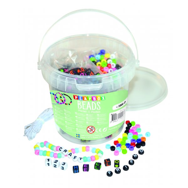 Bokstavspärlor i hink - 1000 st Bokstavspärlor i hink - 1000 st