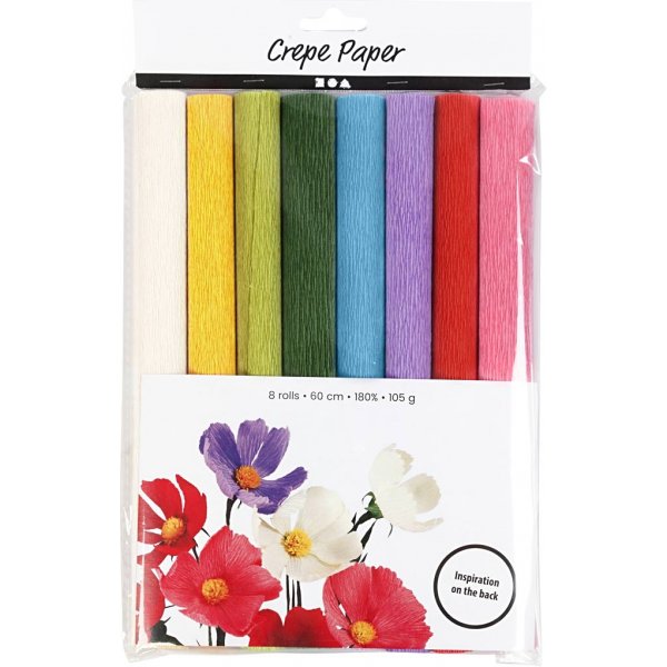 Kräppapper - standardfärger - 8 ark Kräppapper - standardfärger - 8 ark