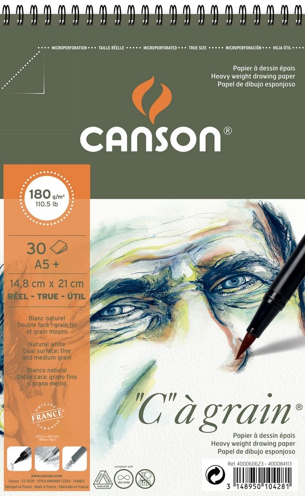 Canson C á grain 180g - A5+ - Ritblock, Block
