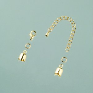 Avslutningsdel tulpan 8 mm - guldpl�terade 1 par med kedja