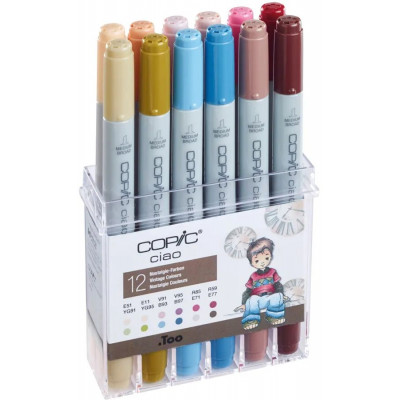 Copic Ciao sett - 12 tusjer - Vintage farger