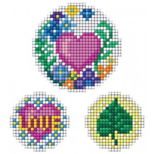 DiamondArt Stickers 7,5 + 5 + 5 cm - Hjerte, Hjerte og Blad