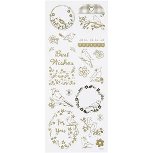 Klisterm�rker Fugle guld 10x24 cm 1 ark