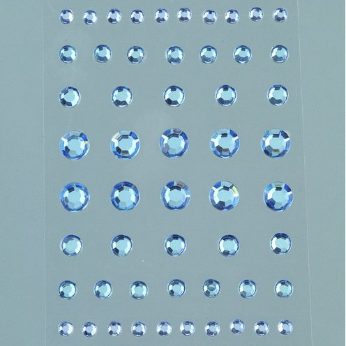 Rhinsten Akryl Selvklbende 4 5 6 8 mm - Lysebl 54-pak Runde