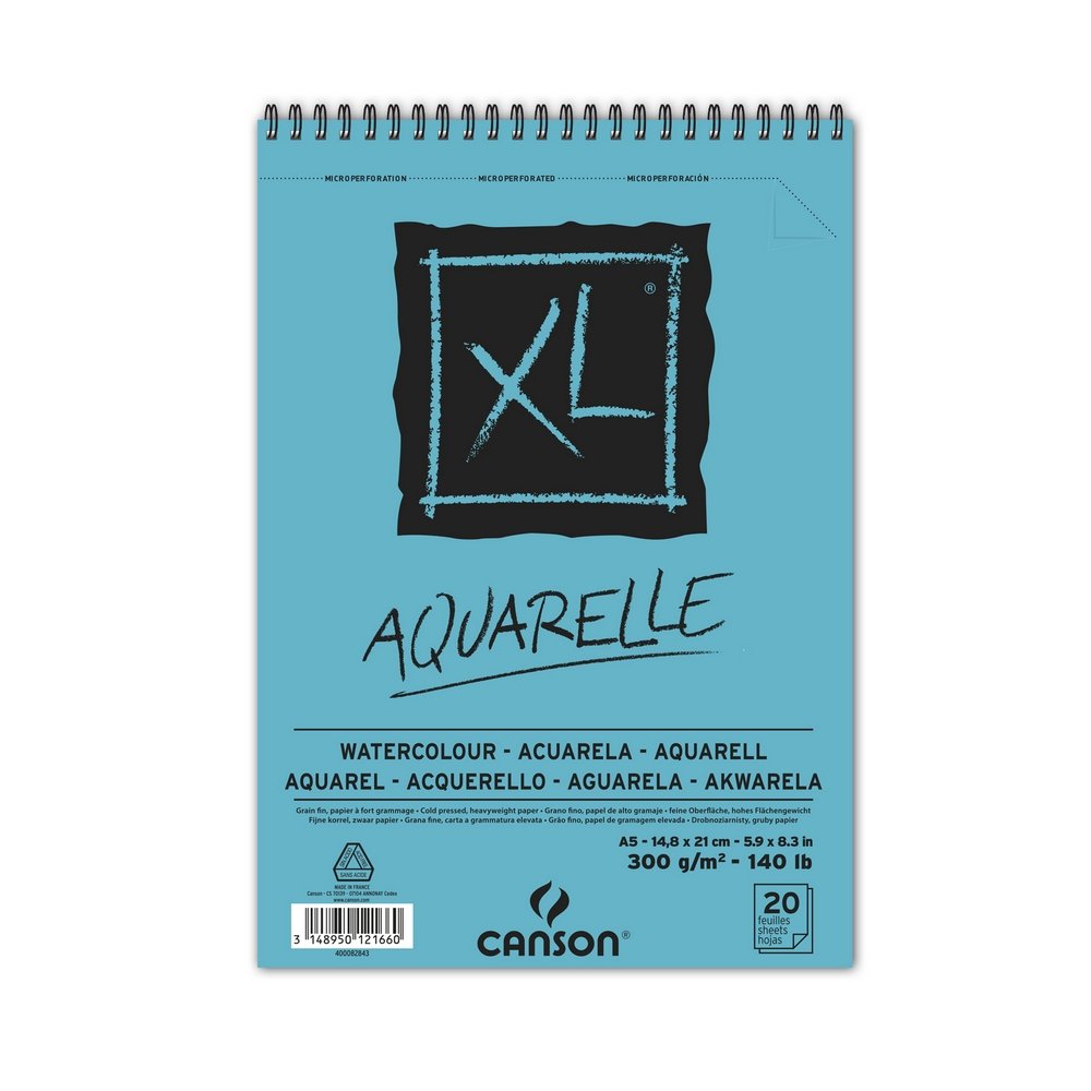 Canson XL Aquarelle 300 g - A5 - Akvarelpapir, Blok