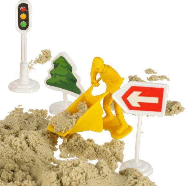 Kinetisk sand byggset 1100 g med formar, fordon och figurer - Kreativ lek