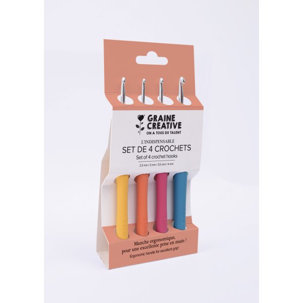 Virkn�lar i aluminium 2,5�4 mm, ergonomiska, 4-pack