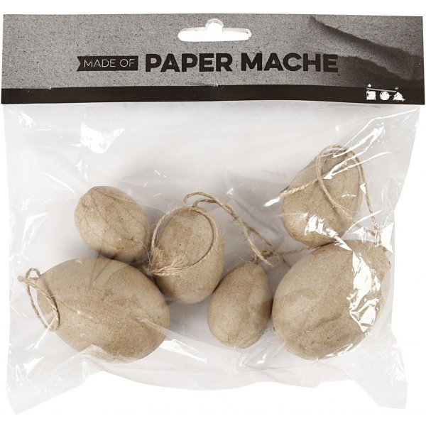 Ägg - papier-maché - 6 st Ägg - papier-maché - 6 st