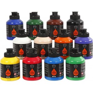 Pigment Art School - standardfarver - halvblank - 12 x 500 ml