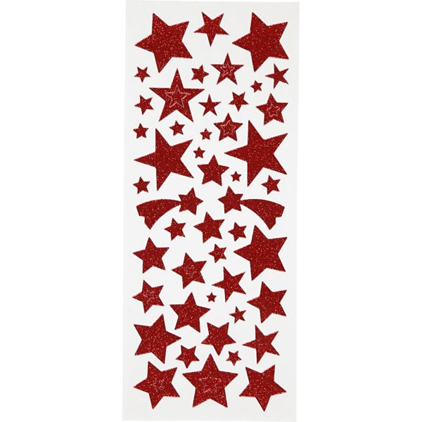 Glitterstickers - röd - stjärnor - 2 ark Glitterstickers - röd - stjärnor - 2 ark