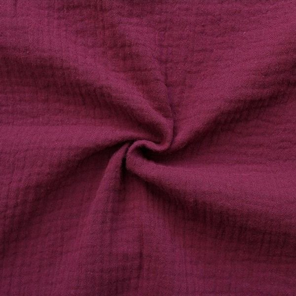Bomullsmuslin Double Gauze – 130 cm - Bordeaux - Enfärgat bomullstyg, Bomullstyg, Tyger