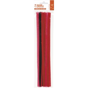 20 chenillepinnar 6 mm blandade r�da f�rger