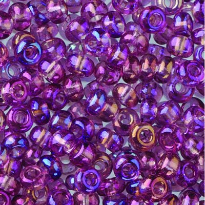 Rocaille perler skimrende  2,6 mm - lilla 17 g