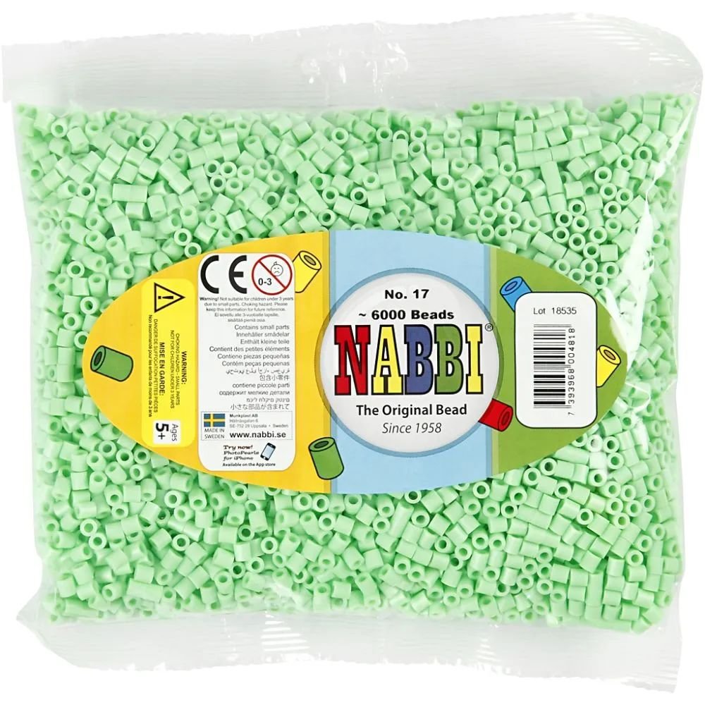 NABBI Pibeperler - Pastelgrøn (32252) - 6000 stk - Rørperler, Perler & perleplader, Håndværk