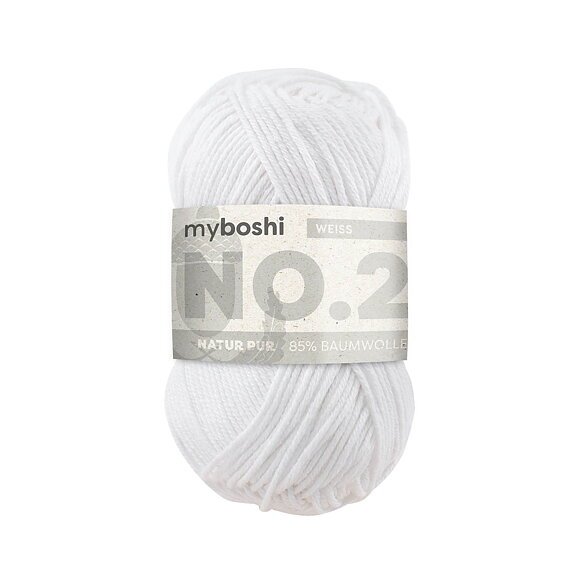 Myboshi No.2 - 50 g - Hvid - Myboshi garn, Garn, Strikke, hækle, knytte og væve