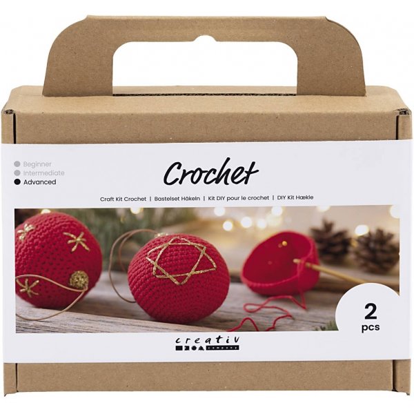 DIY Kit Virkning - röd - Julgranskulor DIY Kit Virkning - röd - Julgranskulor