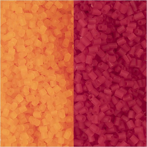 Rocaillepärlor 2-cut 1,7 mm Transparent Orange och Transparent Röd 2x7 g Rocaillepärlor 2-cut 1,7 mm Transparent Orange och Transparent Röd 2x7 g