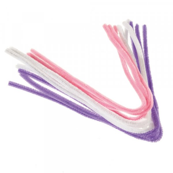 Piprensare 8 mm 50 cm 9 st - vit, ljusrosa, lila