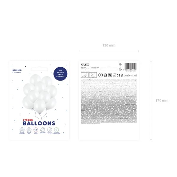 Ballonger strong ca 30 cm vit - 10-pack Ballonger strong ca 30 cm vit - 10-pack