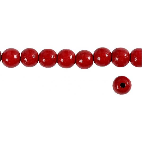 Träpärlor - Ø10 mm - röd - 20 g Träpärlor - Ø10 mm - röd - 20 g