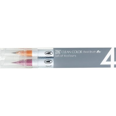Penselpenne ZIG Clean Color Real Brush 4-pak - Deep